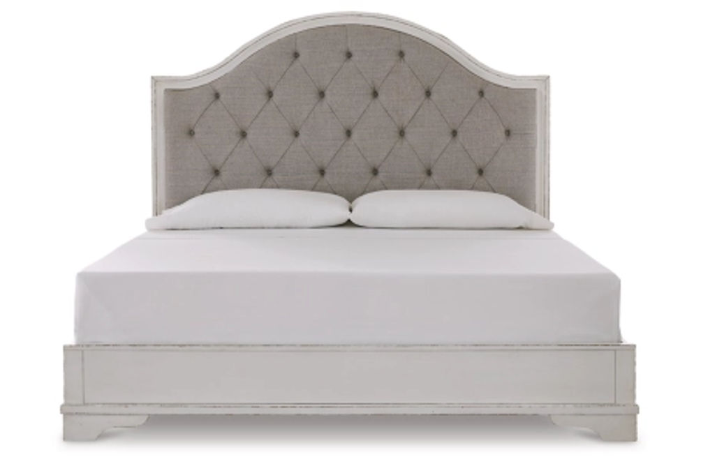 Brollyn King Upholstered Panel Bed, Dresser and Mirror-