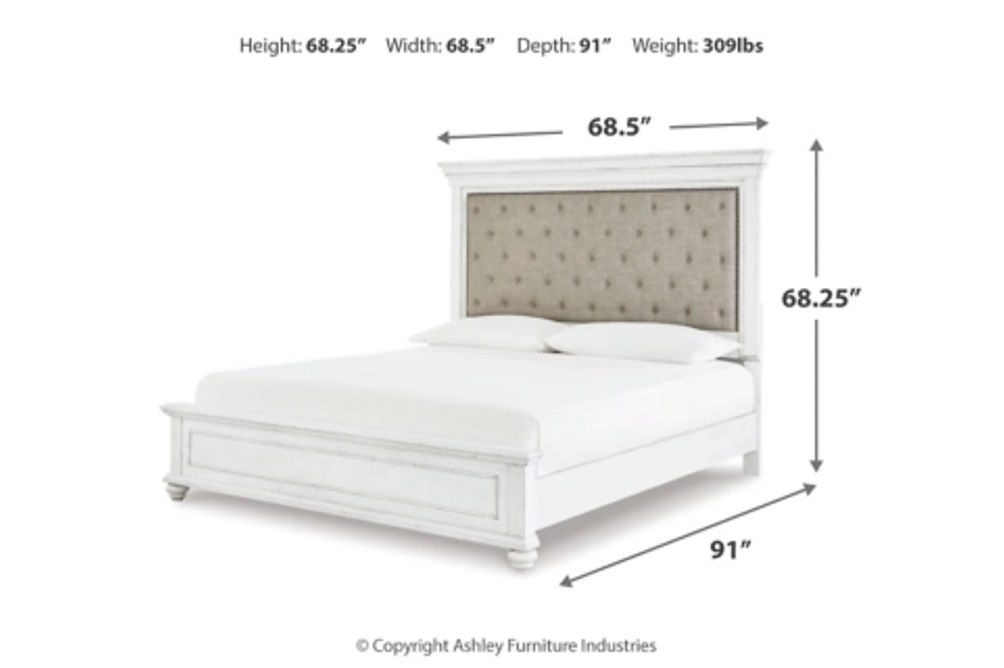 Benchcraft Kanwyn Queen Upholstered Panel Bed, Dresser, and Nightstand