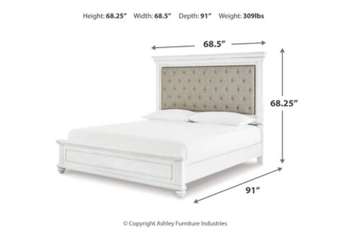 Benchcraft Kanwyn Queen Upholstered Panel Bed, Dresser, and Nightstand