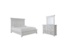 Benchcraft Kanwyn Queen Panel Bed with Dresser and Mirror-Whitewash