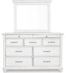 Benchcraft Kanwyn Queen Bed with Mirrored Dresser-Whitewash