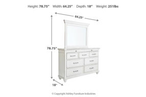 Benchcraft Kanwyn Queen Panel Bed with Dresser and Mirror-Whitewash