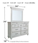 Benchcraft Kanwyn Queen Panel Bed with Dresser and Mirror-Whitewash