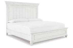 Benchcraft Kanwyn King Panel Bed, Dresser, Mirror and Nightstand-Whitewash