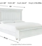 Benchcraft Kanwyn California King Panel Bed with Storage Bench-Whitewash