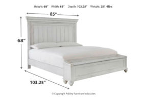 Benchcraft Kanwyn California King Panel Bed with Storage Bench-Whitewash