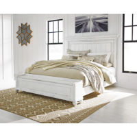 Benchcraft Kanwyn California King Panel Bed with Storage Bench-Whitewash