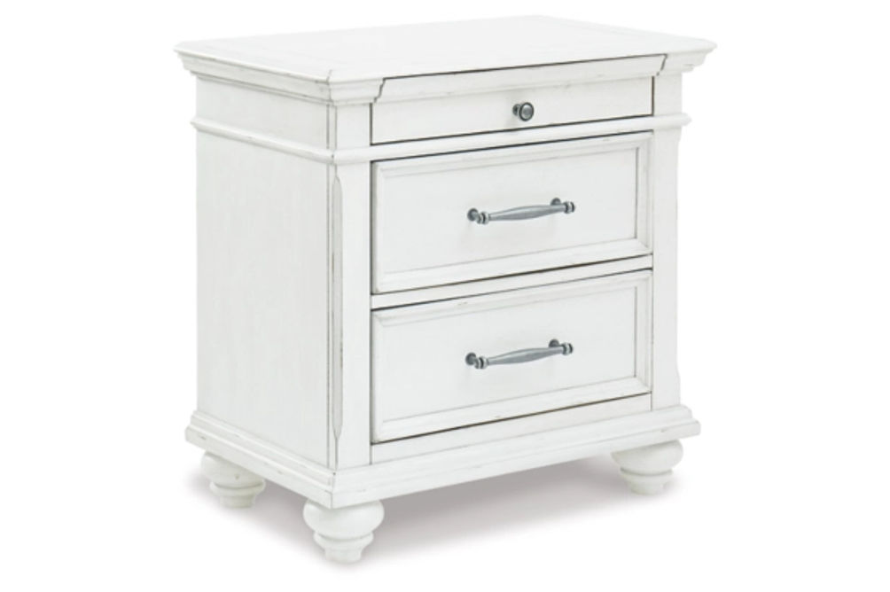 Benchcraft Kanwyn King Panel Bed, Dresser, Mirror and Nightstand-Whitewash