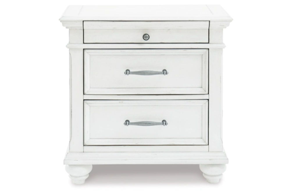 Benchcraft Kanwyn Queen Panel Bed, Dresser, Mirror and Nightstand-Whitewash