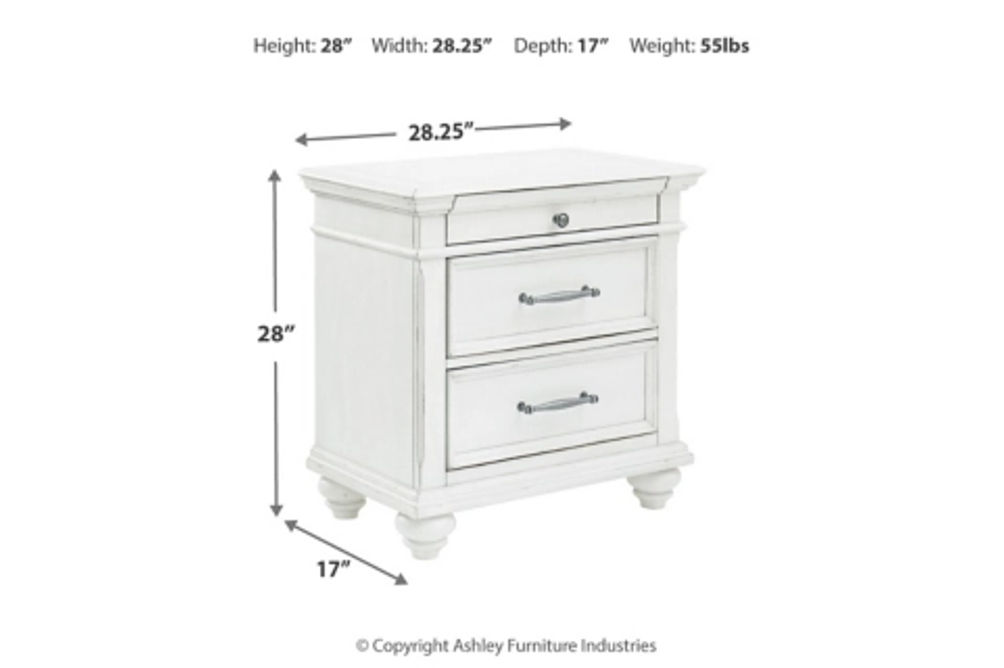 Benchcraft Kanwyn Queen Panel Bed, Dresser, Mirror and Nightstand-Whitewash