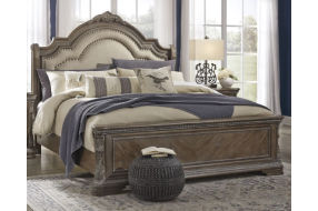 Signature Design by Ashley Charmond King Upholstered Sleigh Bed-Brown