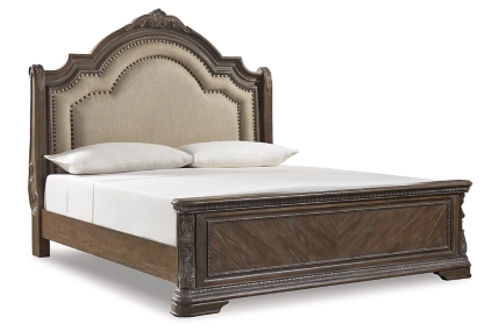 Signature Design by Ashley Charmond Queen Upholstered Sleigh Bed-Brown