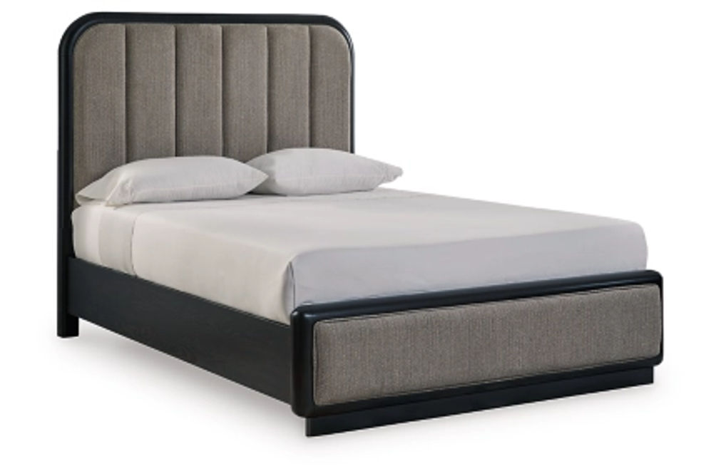 Signature Design by Ashley Rowanbeck Queen Upholstered Panel Bed-Gray/Black