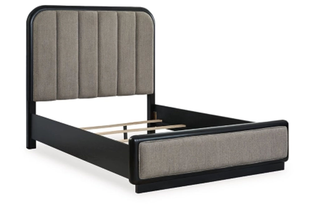 Signature Design by Ashley Rowanbeck Queen Upholstered Panel Bed-Gray/Black