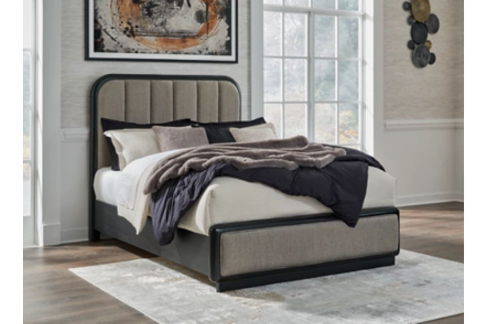 Signature Design by Ashley Rowanbeck Queen Upholstered Panel Bed-Gray/Black