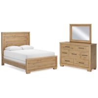 Signature Design by Ashley Galliden Queen Panel Bed, Dresser and Mirror-Light