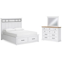 Benchcraft Ashbryn California King Panel Storage Bed, Dresser and Mirror