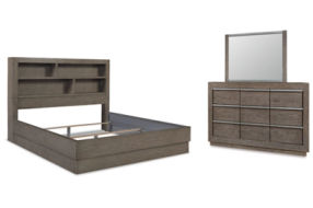 Anibecca California King Bookcase Bed, Dresser and Mirror-