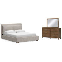 Signature Design by Ashley Cabalynn King Upholstered Bed, Dresser and Mirror