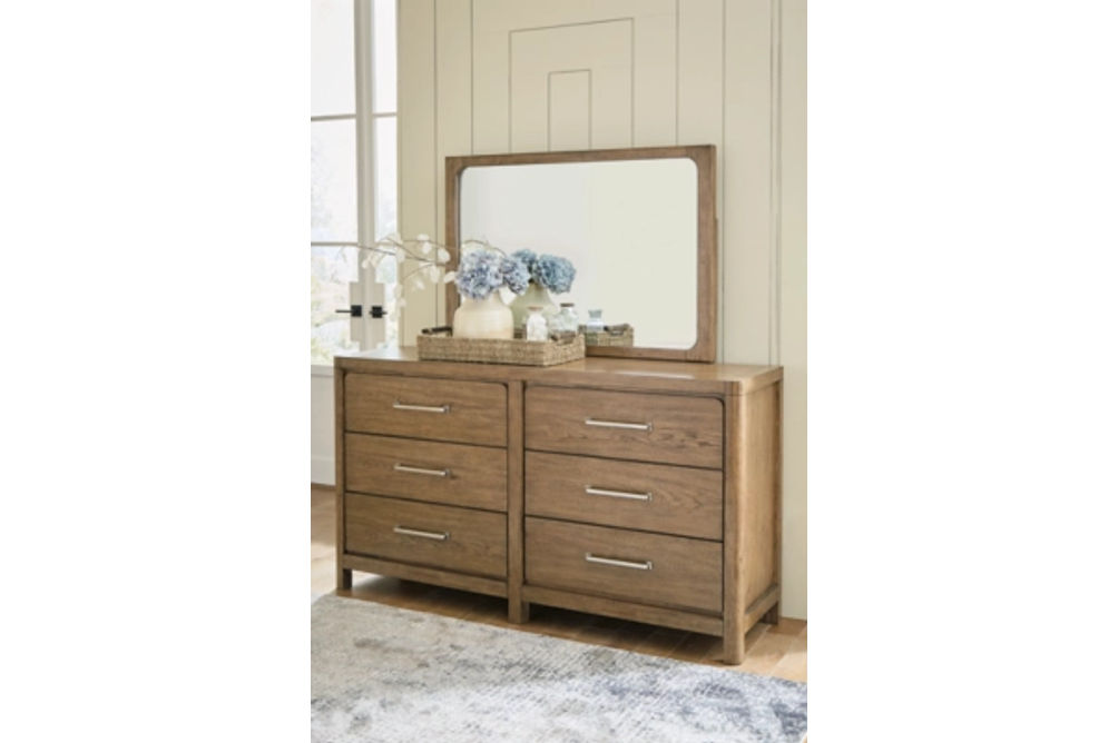 Signature Design by Ashley Cabalynn Queen Upholstered Bed, Dresser and Mirror