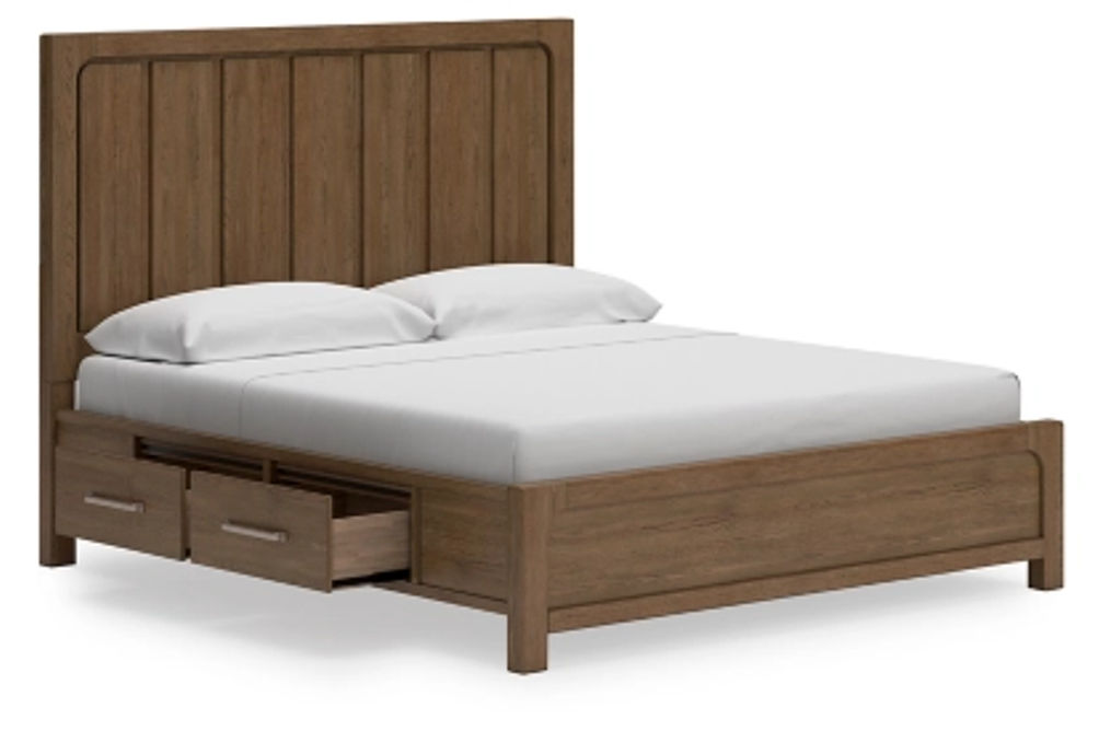 Signature Design by Ashley Cabalynn King Panel Bed with Storage-Light Brown