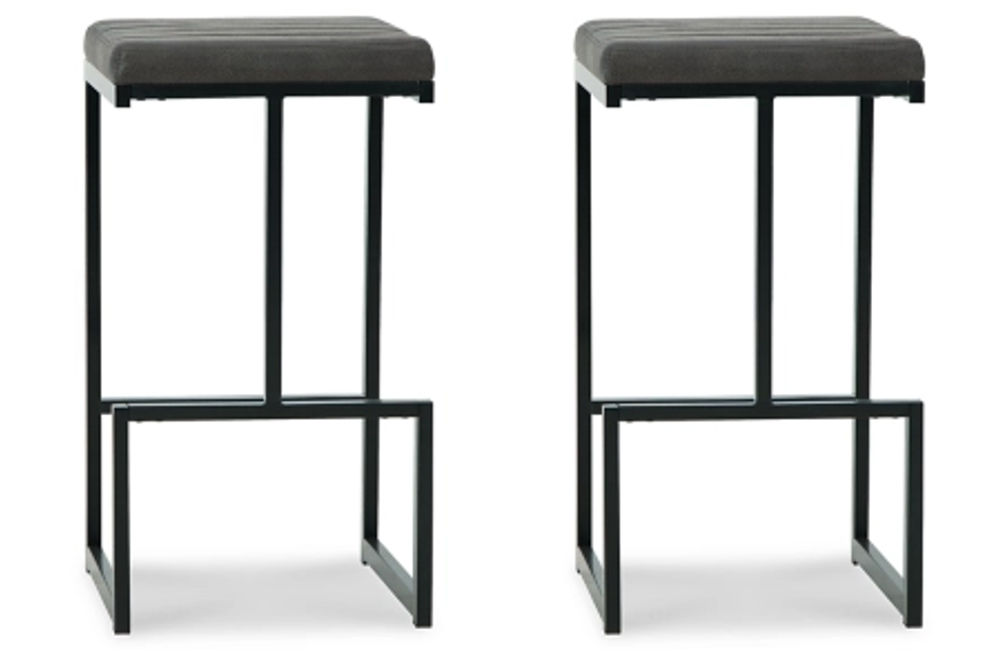 Signature Design by Ashley Strumford Bar Height Bar Stool (Set of 2)-Gray/Blac