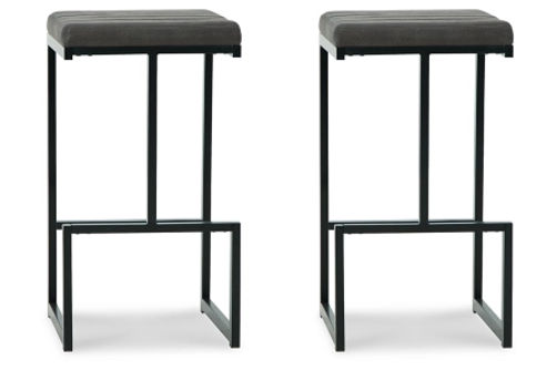 Signature Design by Ashley Strumford Bar Height Bar Stool (Set of 2)-Gray/Blac