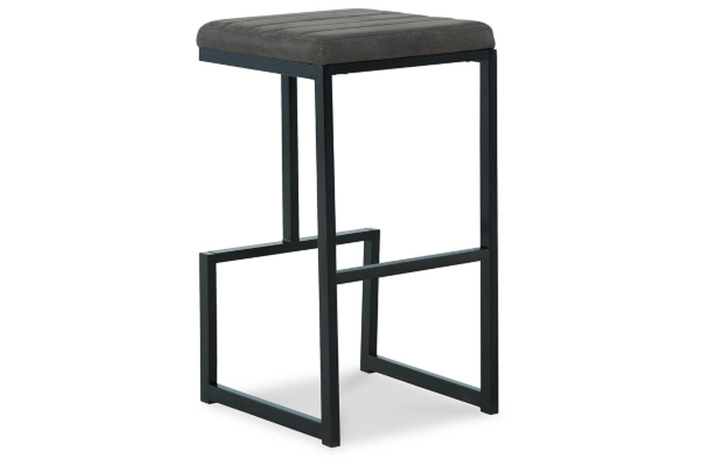 Signature Design by Ashley Strumford Bar Height Bar Stool (Set of 2)-Gray/Blac