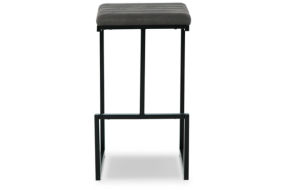 Signature Design by Ashley Strumford Bar Height Bar Stool (Set of 2)-Gray/Blac