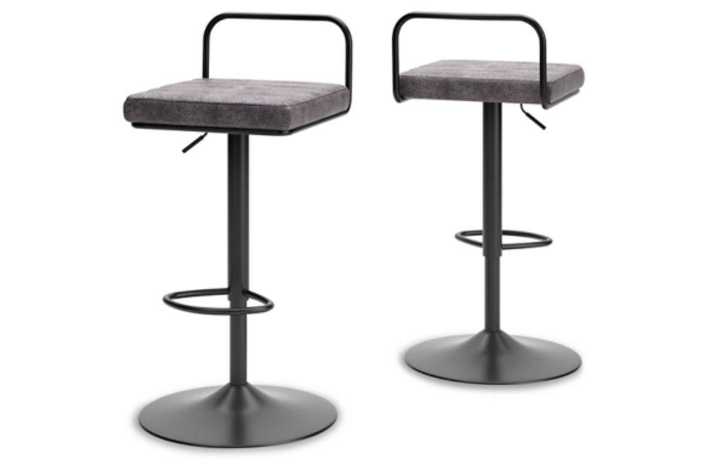 Signature Design by Ashley Strumford Bar Height Bar Stool (Set of 2)-Gray/Blac