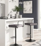 Signature Design by Ashley Strumford Bar Height Bar Stool (Set of 2)-Gray/Blac