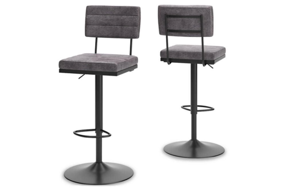 Signature Design by Ashley Strumford Bar Height Bar Stool (Set of 2)-Gray/Blac