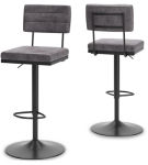 Signature Design by Ashley Strumford Bar Height Bar Stool (Set of 2)-Gray/Blac