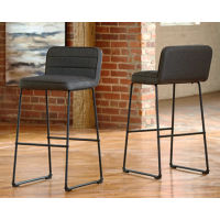 Signature Design by Ashley Nerison Bar Height Bar Stool (Set of 2)-Gray/Black