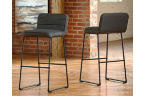 Signature Design by Ashley Nerison Bar Height Bar Stool (Set of 2)-Gray/Black