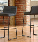 Signature Design by Ashley Nerison Bar Height Bar Stool (Set of 2)-Gray/Black