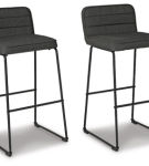 Signature Design by Ashley Nerison Bar Height Bar Stool (Set of 2)-Gray/Black