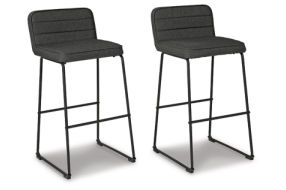 Signature Design by Ashley Nerison Bar Height Bar Stool (Set of 2)-Gray/Black