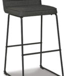 Signature Design by Ashley Nerison Bar Height Bar Stool (Set of 2)-Gray/Black