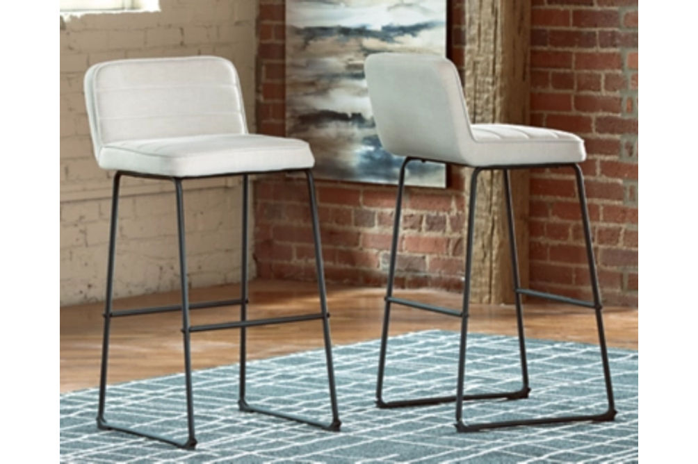 Signature Design by Ashley Nerison Bar Height Bar Stool (Set of 2)-Linen/Black