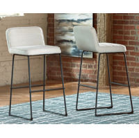 Signature Design by Ashley Nerison Bar Height Bar Stool (Set of 2)-Linen/Black