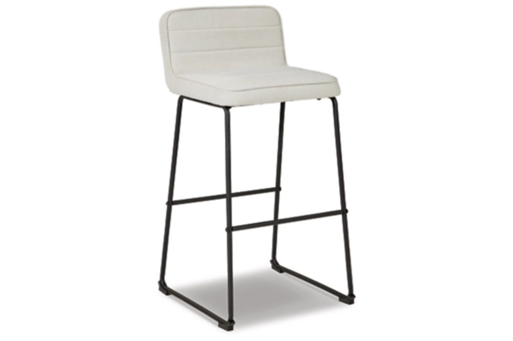 Signature Design by Ashley Nerison Bar Height Bar Stool (Set of 2)-Linen/Black