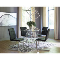 Signature Design by Ashley Madanere Dining Table and 4 Chairs-Chrome Finish