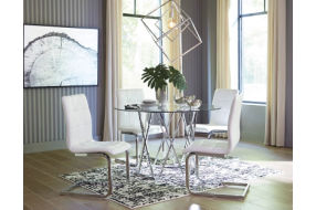 Signature Design by Ashley Madanere Dining Table and 4 Chairs-Chrome Finish