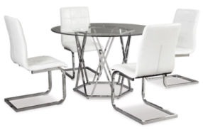 Signature Design by Ashley Madanere Dining Table and 4 Chairs-Chrome Finish