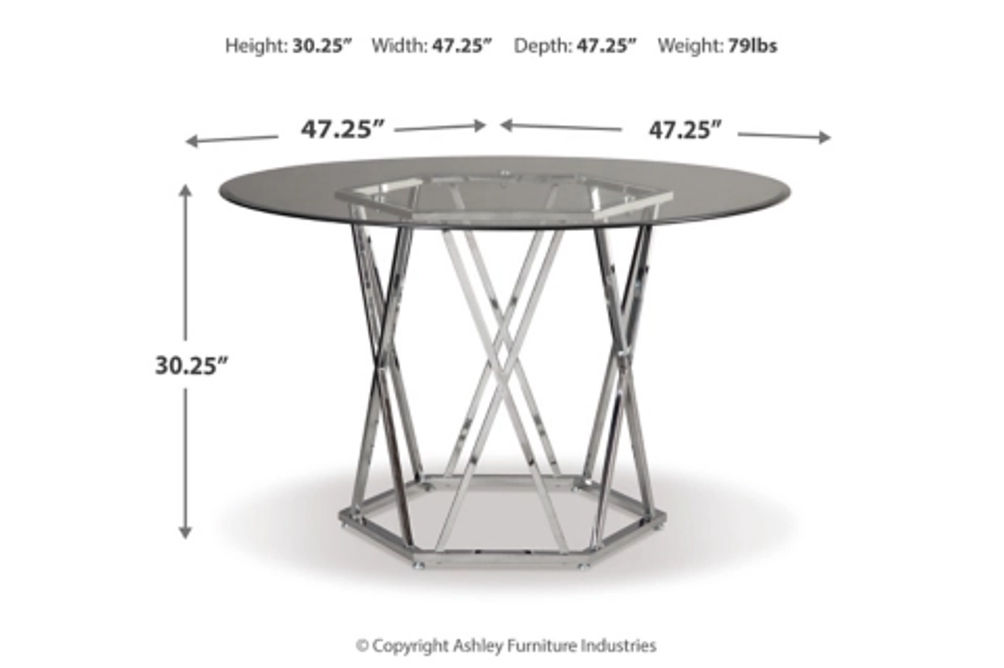 Signature Design by Ashley Madanere Dining Table and 4 Chairs-Chrome Finish