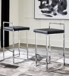 Signature Design by Ashley Madanere Bar Height Bar Stool (Set of 2)-Black/Chro