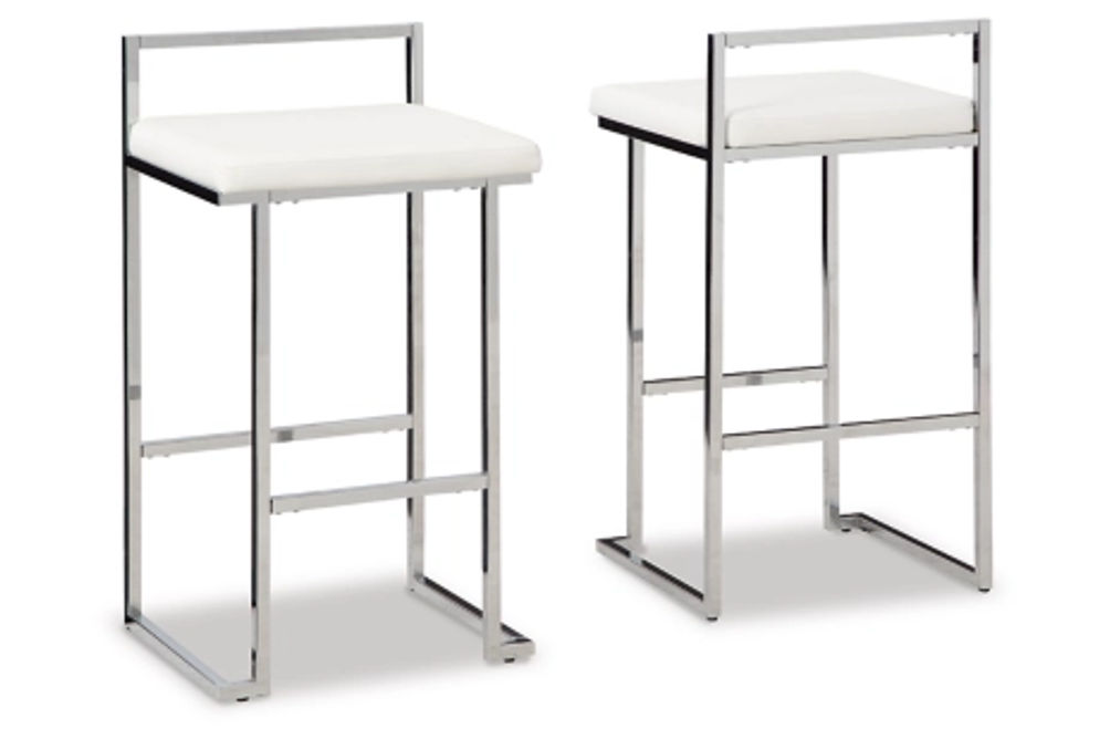 Signature Design by Ashley Madanere Bar Height Bar Stool (Set of 2)-White/Chro