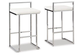 Signature Design by Ashley Madanere Bar Height Bar Stool (Set of 2)-White/Chro