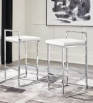 Signature Design by Ashley Madanere Bar Height Bar Stool (Set of 2)-White/Chro